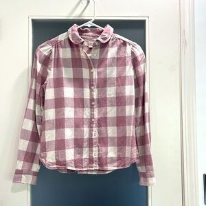 Mauve and white checkered flannel shirt from LOFT sz XSP petite round collar